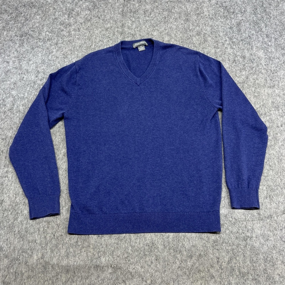 Daniel Cremieux Sweater Mens‎ M Blue V Neck Pullover Signature Supima Cotton